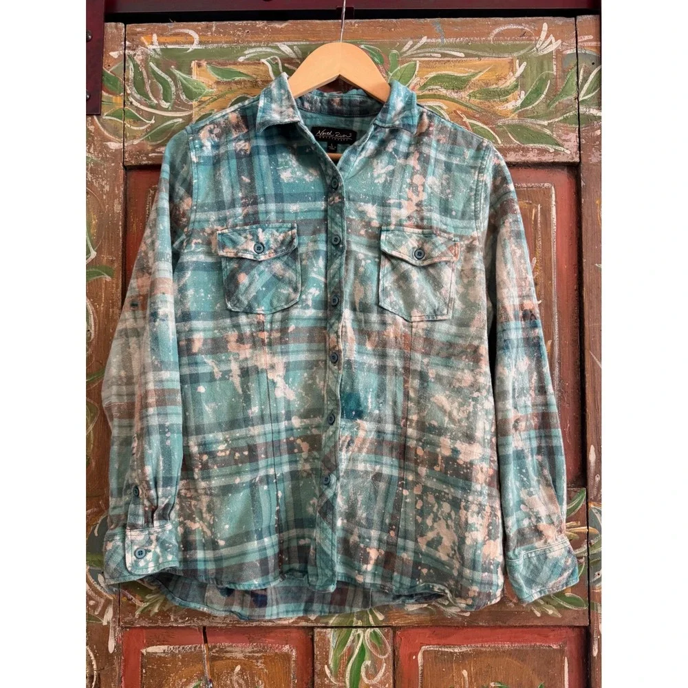 Upcycled Reworked Flannel Shirt| Rabbit Vintage Patchwork| Cottage‎ Core|  S - Picture 3 of 6